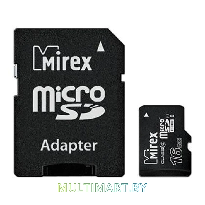 Карта памяти Mirex microSDHC UHS-I (Class 10) 16GB + адаптер (13613-ADSUHS16)